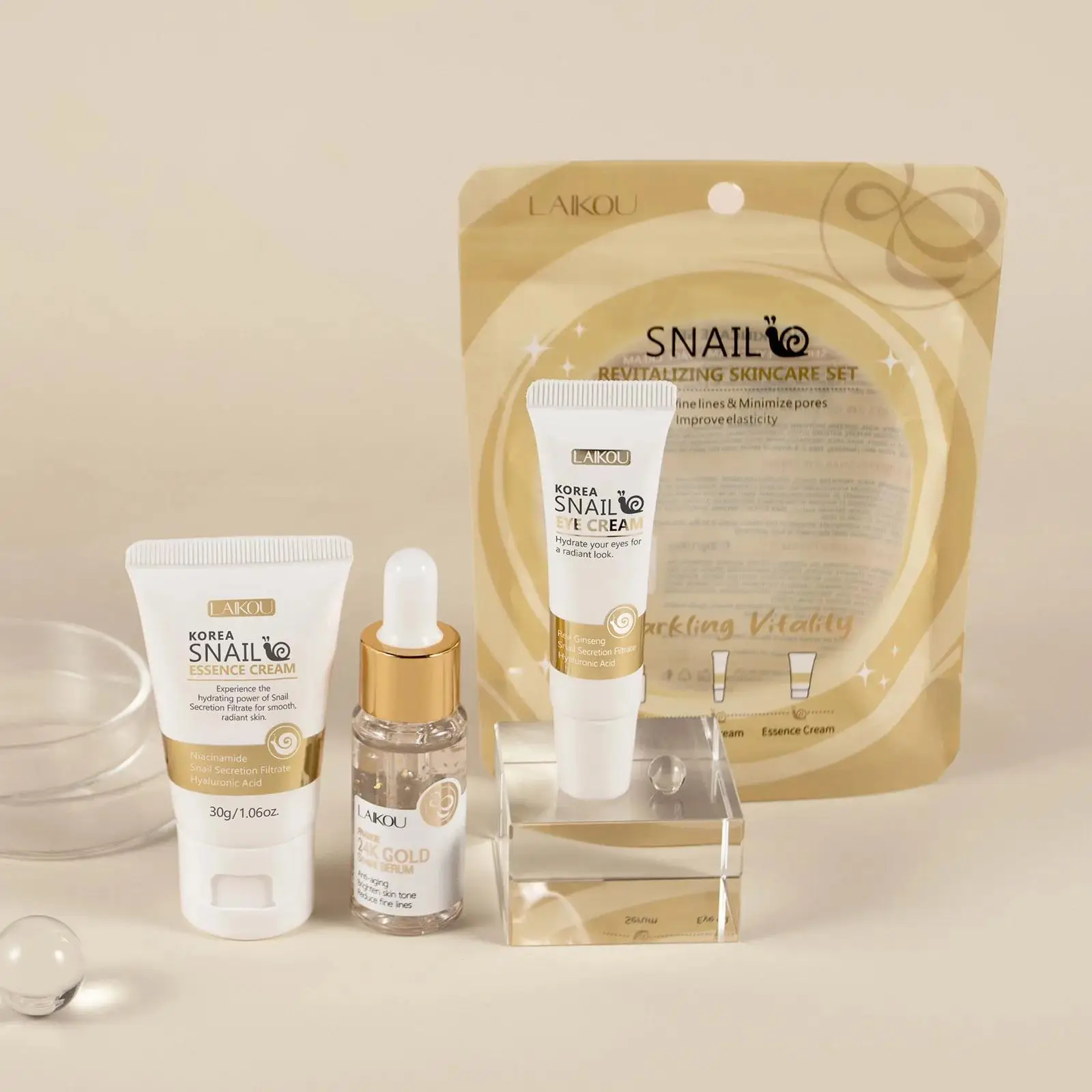 Luxury Skincare Serum - 24K Gold Snail Repair Serum Eye
